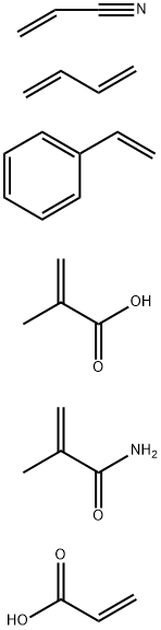 2-Propenoic acid, 2-methyl-, polymer with 1,3-butadiene, ethenylbenzene, 2-methyl-2-propenamide, 2-propenenitrile and 2-propenoic acid, ammonium salt