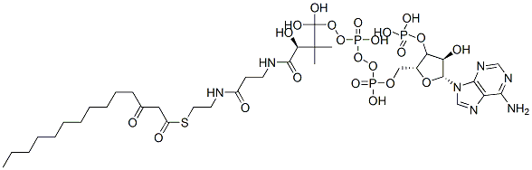 [(2R,3S,4R,5R)-5-(6-aminopurin-9-yl)-4-hydroxy-2-[[hydroxy-[hydroxy-[(3R)-3-hydroxy-2,2-dimethyl-3-[2-[2-(3-oxotetradecanoylsulfanyl)ethylcarbamoyl]ethylcarbamoyl]propoxy]phosphoryl]oxy-phosphoryl]oxymethyl]oxolan-3-yl]oxyphosphonic acid