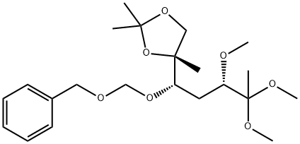 ribo-2-Heptulose, 1,4-dideoxy-6-C-methyl-3-O-methyl-6,7-O-(1-methylethylidene)-5-O-(phenylmethoxy)methyl-, dimethyl acetal