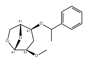 .beta.-D-ribo-Hexopyranose, 1,6-anhydro-3-deoxy-2-O-methyl-4-O-(1-phenylethyl)-