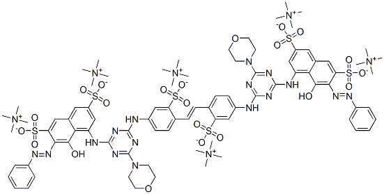 Methanaminium, N,N,N-trimethyl-, salt with 4,4-1,2-ethenediylbis(3-sulfo-4,1-phenylene)imino6-(4-morpholinyl)-1,3,5-triazine-4,2-diyliminobis5-hydroxy-6-(phenylazo)-2,7-naphthalenedisulfonic acid (6:1)