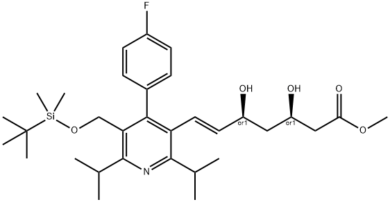 Methyl rel-(E)-7-[5-tert-Butyldimethylsilyloxymethyl-2,6-diisopropyl-4-
(4-fluorophenyl)-pyrid-3-yl]-3,5-dihydroxy-6-heptenoate