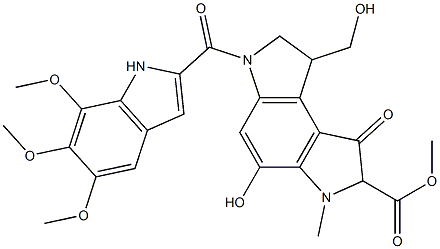Benzo1,2-b:4,3-bdipyrrole-2-carboxylic acid, 1,2,3,6,7,8-hexahydro-4-hydroxy-8-(hydroxymethyl)-2-methyl-1-oxo-6-(5,6,7-trimethoxy-1H-indol-2-yl)carbonyl-, methyl ester