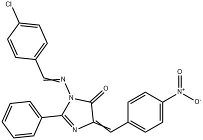 4H-Imidazol-4-one, 3,5-dihydro-3-(((4-chlorophenyl)methylene)amino)-5- ((4-nitrophenyl)methylene)-2-phenyl-