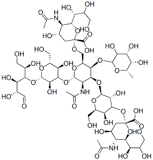 (2S,4S,5R,6R)-5-acetamido-2-[(2R,3R,4S,5S,6R)-2-[(2R,3S,4R,5R,6S)-5-acetamido-2-[[(2R,4S,5R,6R)-5-acetamido-2-carboxy-4-hydroxy-6-[(1R,2R)-1,2,3-trihydroxypropyl]oxan-2-yl]oxymethyl]-6-[(2R,3S,5R,6S)-3,5-dihydroxy-2-(hydroxymethyl)-6-[(2R,3R,4R,5R)-1,2,4,5-tetrahydroxy-6-oxohexan-3-yl]oxyoxan-4-yl]oxy-3-[(2S,4R,5S,6S)-3,4,5-trihydroxy-6-methyloxan-2-yl]oxyoxan-4-yl]oxy-3,5-dihydroxy-6-(hydroxymethyl)oxan-4-yl]oxy-4-hydroxy-6-[(1R,2R)-1,2,3-trihydroxypropyl]oxane-2-carboxylic acid