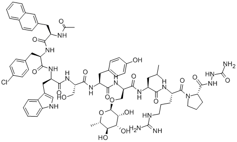 LHRH, Ac-2-Nal(1)-4-Cl-Phe(2)-Trp(3)-Ser(Rha)(6)-AzGlyNH2(10)-