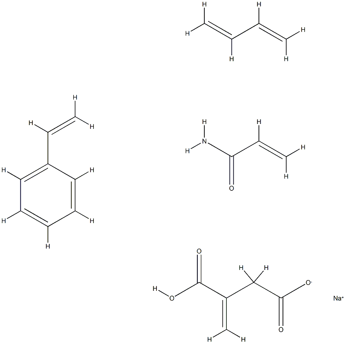 Butanedioic acid, methylene-, polymer with 1,3-butadiene, ethenylbenzene and 2-propenamide, sodium salt