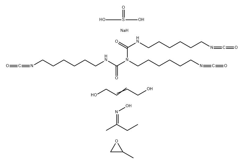 Sulfurous acid, monosodium salt, polymer with 2-butene-1,4-diol, methyloxirane and N,N',2-tris(6-isocyanatohexyl)imidodicarbonic diamide, Me Et ketone oxime-blocked