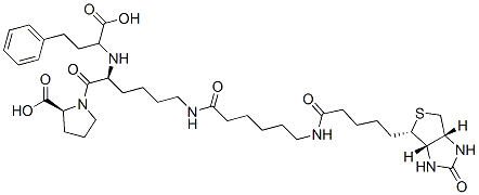 (2S)-1-[(2S)-2-[(1-carboxy-3-phenyl-propyl)amino]-6-[6-[5-[(1S,2S,5R)- 7-oxo-3-thia-6,8-diazabicyclo[3.3.0]oct-2-yl]pentanoylamino]hexanoylam ino]hexanoyl]pyrrolidine-2-carboxylic acid