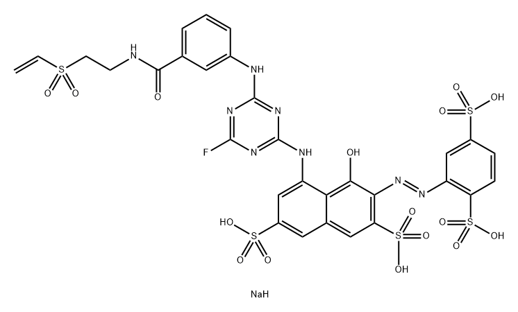 Tetrasodium 3-[(2,5-disulfophenyl)azo]-5-[[4- [[3-[[[2-(ethenylsulfonyl)ethyl] amino]carbo- nyl]phenyl]amino]-6-fluoro-1,3,5-triazin-2- yl]amino]-4-hydroxy-2,7-naphthalenedisulfonate