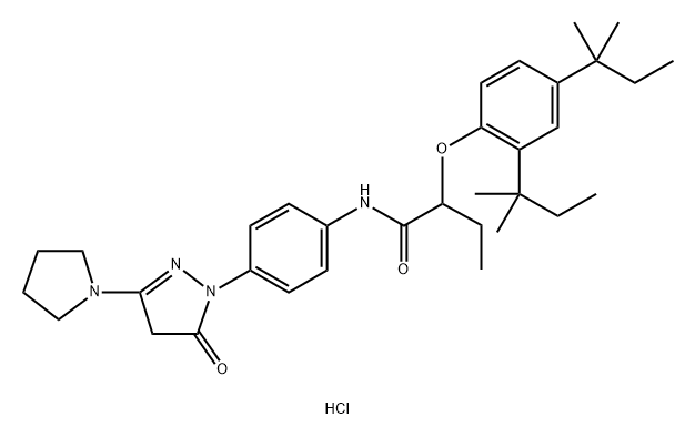 2-[2,4-bis(2-methylbutan-2-yl)phenoxy]-N-[4-(5-oxo-3-pyrrolidin-1-yl-4 H-pyrazol-1-yl)phenyl]butanamide hydrochloride