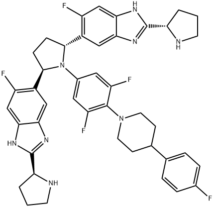 5, 5'-[(2R, 5R)-1-[3,5-二氟-4-(4-(4-氟苯基)哌啶-1-基)苯胺]-2,5-双四氢吡咯啉基]双[6-氟-2-(2S)-2-四氢吡咯-1H-苯并咪唑]