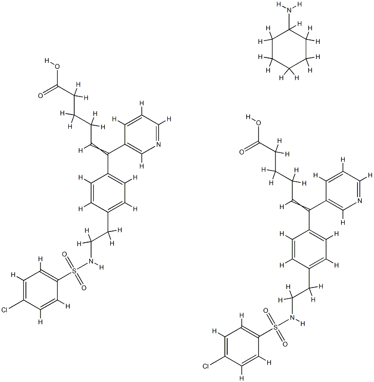 5-Hexenoic acid, 6-(4-(2-(((4-chlorophenyl)sulfonyl)amino)ethyl)phenyl )-6-(3-pyridinyl)-, compd. with cyclohexanamine (2:1)