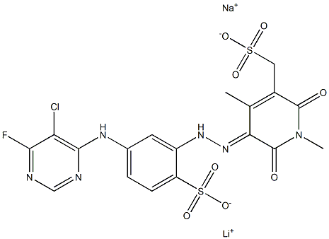 sodium (1.0-1.95)/lithium (0.05-1) 5-((5-((5-chloro-6-fluoro-pyrimidin-4-yl)amino)-2-sulfonatophenyl)azo)-1,2-dihydro-6-hydroxy-1,4-dimethyl-2-oxo-3-pyridinemethylsulfonate