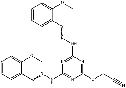 ((4,6-Bis(((2-methoxyphenyl)methylene)hydrazino)-1,3,5-triazin-2-yl)ox y)acetonitrile