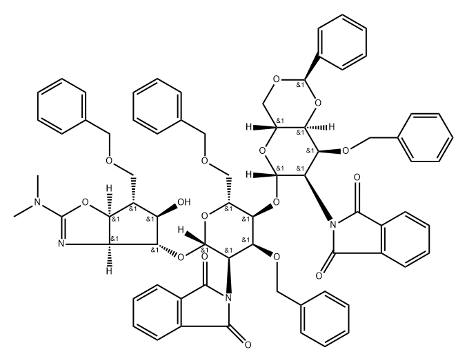 .beta.-D-Allopyranoside, (3aS,4R,5R,6R,6aS)-2-(dimethylamino)-3a,5,6,6a-tetrahydro-5-hydroxy-6-(phenylmethoxy)methyl-4H-cyclopentoxazol-4-yl 2-deoxy-4-O-2-deoxy-2-(1,3-dihydro-1,3-dioxo-2H-isoindol-2-yl)-3-O-(phenylmethyl)-4,6-O-(R)-phenylmethylene-.beta.
