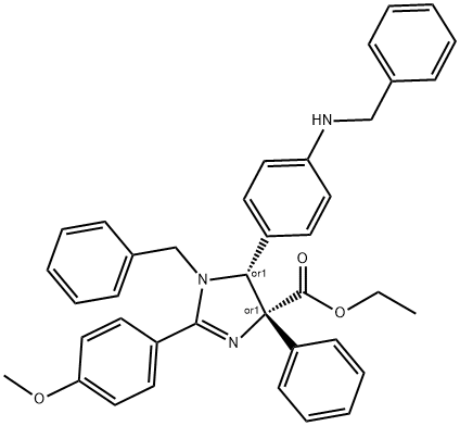 1H-Imidazole-4-carboxylic acid, 4,5-dihydro-2-(4-methoxyphenyl)-4-phenyl-1-(phenylmethyl)-5-[4-[(phenylmethyl)amino]phenyl]-, ethyl ester, (4R,5R)-rel-
