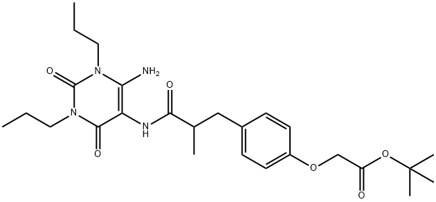 Acetic  acid,  [4-[3-[(6-amino-1,2,3,4-tetrahydro-2,4-dioxo-1,3-dipropyl-5-pyrimidinyl)amino]-2-methyl-3-oxopropyl]phenoxy]-,  1,1-dimethylethyl  ester