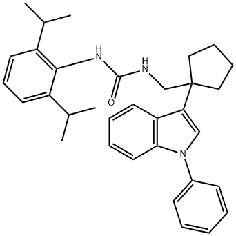 N(sup 1)-(2,6-diisopropylphenyl)-N(sup 2)-(1-(1-phenyl-3-indolyl)cyclo pentylmethyl)urea