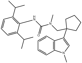 3-(2,6-dipropan-2-ylphenyl)-1-methyl-1-[[1-(1-methylindol-3-yl)cyclope ntyl]methyl]urea