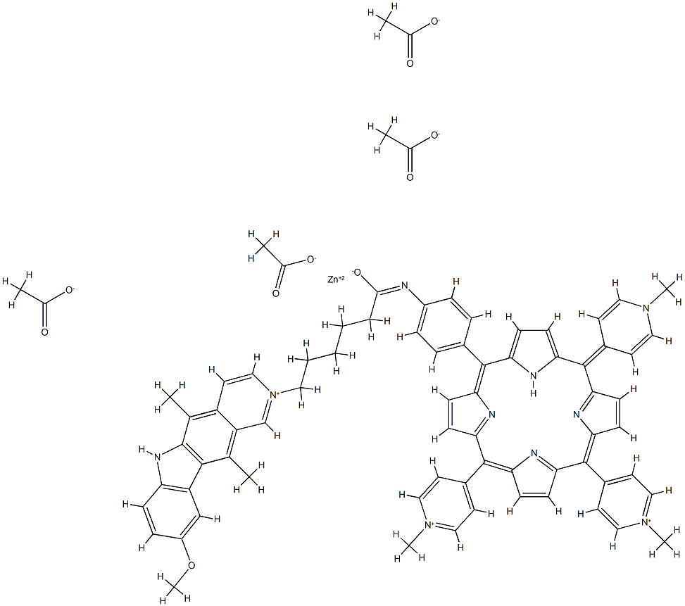 4-((((9-methoxyellipticin-2-yl)pentyl)carbonyl)amino)phenyl-tris(4N-methylpyridiniumyl)porphyrinato-zinc(II)tetraacetate
