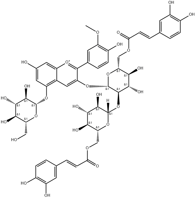 芍药色素-3-O-[6-O-(E)-咖啡酰-2-O-{6-O-咖啡酰-Β-D-葡萄糖苷}-Β-D-葡萄糖苷]-5-O-Β-D-葡萄糖苷