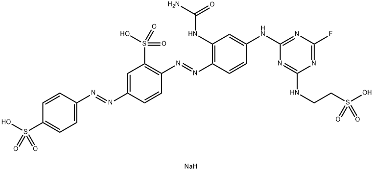 Benzenesulfonic acid, 2-2-(aminocarbonyl)amino-4-4-fluoro-6-(2-sulfoethyl)amino-1,3,5-triazin-2-ylaminophenylazo-5-(4-sulfophenyl)azo-, sodium salt