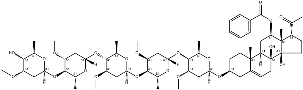 [17-acetyl-8,14-dihydroxy-3-[5-[5-[5-[5-(5-hydroxy-4-methoxy-6-methyl- oxan-2-yl)oxy-4-methoxy-6-methyl-oxan-2-yl]oxy-4-methoxy-6-methyl-oxan -2-yl]oxy-4-methoxy-6-methyl-oxan-2-yl]oxy-4-methoxy-6-methyl-oxan-2-y l]oxy-10,13-dimethyl-2,3,4,7,9,11,12,15,16,17-decahydro-1H-cyclopenta[ a]phenanthren-12-yl] benzoate