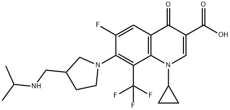 1-Cyclopropyl-6-fluoro-1,4-dihydro-7-(3-(((1-methylethyl)amino)methyl) -1-pyrrolidinyl)-4-oxo-8-(trifluoromethyl)-3-quinolinecarboxylic acid