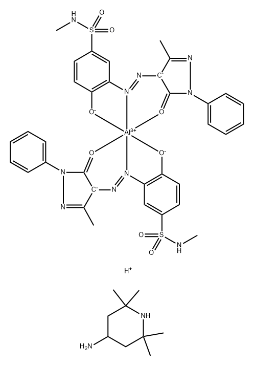 Bis[3-(4,5-dihydro-3-methyl-5-oxo-1-phenyl-1H-pyrazol-4-yl)azo]-4-hydroxy-N-methylbenzenesulfonamidato(2-)-aluminate(1-) hydrogen compd. with 2,2,6,6 -tetramethyl-4-piperidinamine(1:1)