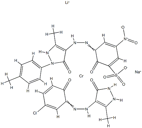 Chromate(2-), 4-5-chloro-2-(hydroxy-.kappa.O)phenylazo-.kappa.N1-2,4-dihydro-5-methyl-3H-pyrazol-3-onato(2-)-.kappa.O33-4,5-dihydro-3-methyl-1-(4-methylphenyl)-5-(oxo-.kappa.O)-1H-pyrazol-4-ylazo-.kappa.N1-4-(hydroxy-.kappa.O)-5-nitrobenzenesulfonato(3-)-