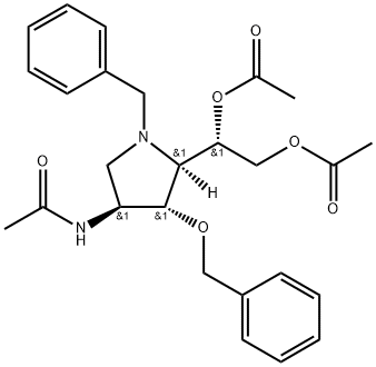 Acetamide, N-5-1,2-bis(acetyloxy)ethyl-4-(phenylmethoxy)-1-(phenylmethyl)-3-pyrrolidinyl-, 3S-3.alpha.,4.beta.,5.alpha.(R*)-