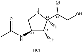 Acetamide, N-5-(1,2-dihydroxyethyl)-4-hydroxy-3-pyrrolidinyl-, monohydrochloride, 3S-3.alpha.,4.beta.,5.alpha.(R*)-