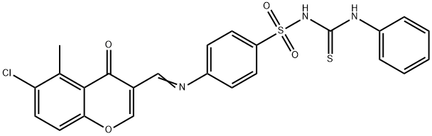 Benzenesulfonamide, 4-(((6-chloro-5-methyl-4-oxo-4H-1-benzopyran-3-yl) methylene)amino)-N-((phenylamino)thioxomethyl)-
