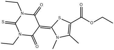 ethyl 2-(1,3-diethyltetrahydro-4,6-dioxo-2-thioxo-(2H)-pyrimidin-5-ylidene)-2,3-dihydro-3,4-dimethylthiazole-5-carboxylate