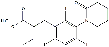 α-Ethyl-3-(2-oxopiperidino)-2,4,6-triiodohydrocinnamic acid sodium salt