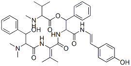 3-Methyl-2-(methylamino)butanoic acid 1-phenyl-3-[2-(4-hydroxyphenyl)ethenylamino]-3-oxo-2-[[2-[(3-hydroxy-3-phenyl-2-(dimethylamino)-1-oxopropyl)amino]-3-methyl-1-oxo-2-butenyl]amino]propyl ester