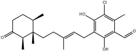 (+)-3-Chloro-4,6-dihydroxy-2-methyl-5-[(2E)-3-methyl-5-[(1S)-1,2β,6β-trimethyl-3-oxocyclohexane-1α-yl]-2-pentenyl]benzaldehyde