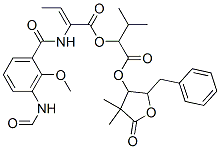 2-(3-Formylamino-2-methoxybenzoylamino)-2-butenoic acid 2-methyl-1-[[(tetrahydro-2-oxo-5-benzyl-3,3-dimethylfuran-4-yl)oxy]carbonyl]propyl ester