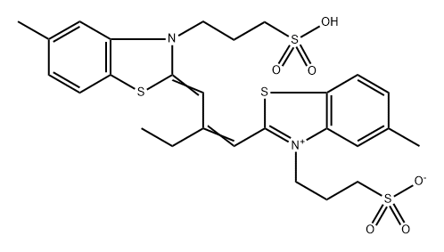 hydrogen 5-methyl-2-[2-[[5-methyl-3-(3-sulphonatopropyl)-3H-benzothiazol-2-ylidene]methyl]but-1-enyl]-3-(3-sulphonatopropyl)benzothiazolium
