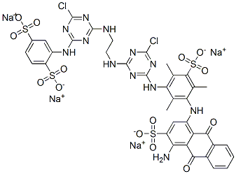 p-Benzenedisulfonic acid, 2-[[4-[[2-[[4-[3-[(4-amino-3-sulfo-1-anthraquinonyl)amino]-2,4,6-trimethyl-5-sulfoanilino]-6-chloro-s-triazin-2-yl]amino]ethyl]amino]-6-chloro-s-triazin-2-yl]amino]-, tetrasodium salt