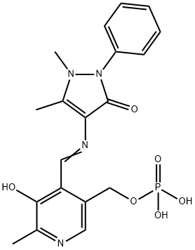 2-Methyl-3-hydroxy-4-(1-phenyl-2,3-dimethyl-5-oxo-3-pyrazolin-4-yl)iminomethyl-5-(phosphinyloxymethyl)pyridine