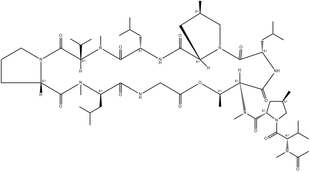 N-(N-Methyl-N-acetyl-L-Val-4β-methyl-L-Pro-)N-methylcyclo[L-Thr*-L-Leu-4β-methyl-L-Pro-L-Leu-N-methyl-L-Val-L-Pro-N-methyl-D-Leu-Gly-]