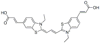 Benzothiazolium,  6-(2-carboxyvinyl)-2-[3-[6-(2-carboxyvinyl)-3-ethyl-2-benzothiazolinylidene]propenyl]-3-ethyl-  (8CI)