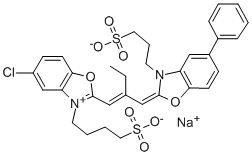 HYDROGEN 5-CHLORO-2[2-[[5-PHENYL-3-(3-SULPHONATOBUTYL)-3H-BENZOXAZOL-2-YLIDENE]METHYL]BUT-1-ENYL]-3-