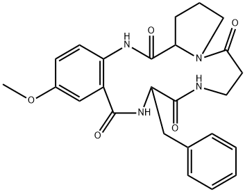 1,2,3,5,6,7,8,9,10,11,12,17,18,18a-Tetradecahydro-10-benzyl-14-methoxypyrrolo[1,2-a][1,4,8,11]benzotetraazacyclotetradecine-5,9,12,18-tetrone