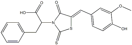 2-[(5Z)-5-(4-hydroxy-3-methoxybenzylidene)-4-oxo-2-thioxo-1,3-thiazolidin-3-yl]-3-phenylpropanoic acid