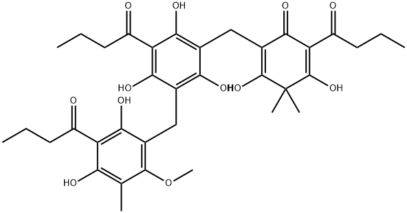 2-[[3-[[2,4-Dihydroxy-6-methoxy-5-methyl-3-(1-oxobutyl)phenyl]methyl]-2,4,6-trihydroxy-5-(1-oxobutyl)phenyl]methyl]-3,5-dihydroxy-4,4-dimethyl-6-(1-oxobutyl)-2,5-cyclohexadien-1-one