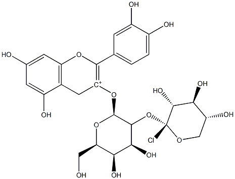 2-(3,4-二羟基苯基)-5,7-二羟基-3-[(2-O-BETA-D-吡喃木糖基-BETA-D-吡喃半乳糖基)氧基]-1-苯并吡喃氯化物