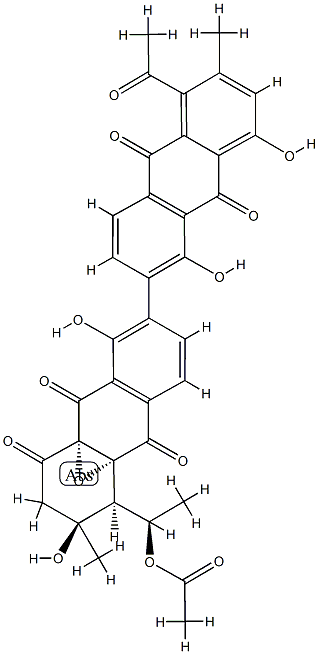 (1S)-6-[(5-Acetyl-6-methyl-1,8-dihydroxy-9,10-dihydro-9,10-dioxoanthracen)-2-yl]-1,2,4a,9a-tetrahydro-4aα,9aα-epoxy-1β-[(R)-1-acetoxyethyl]-2β,5-dihydroxy-2-methylanthracene-4,9,10(3H)-trione